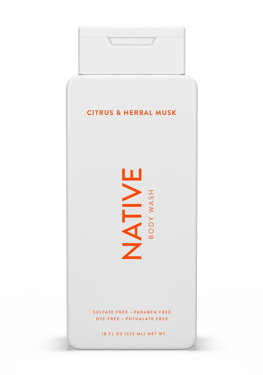 Native Natural Body Wash, Citrus & Herbal Musk, Sulfate Free, Paraben Free, 18 oz