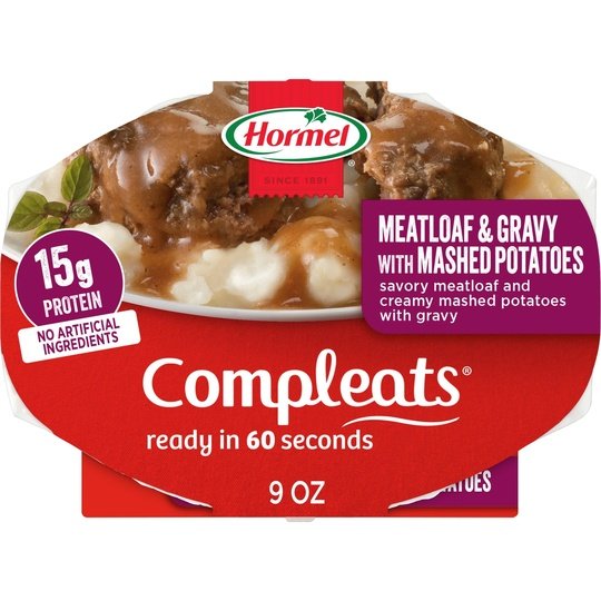 HORMEL COMPLEATS Meatloaf & Gravy with Mashed Potatoes, Plastic Tray 9 oz