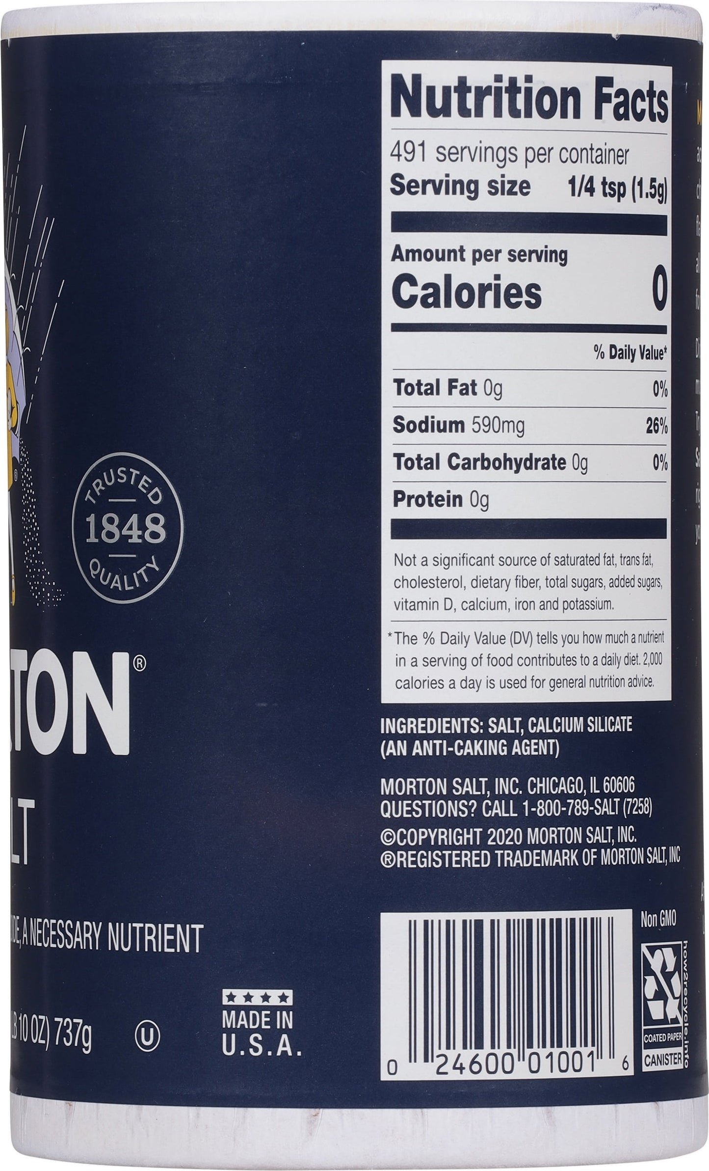 Morton Salt, Plain, 26 Ounce