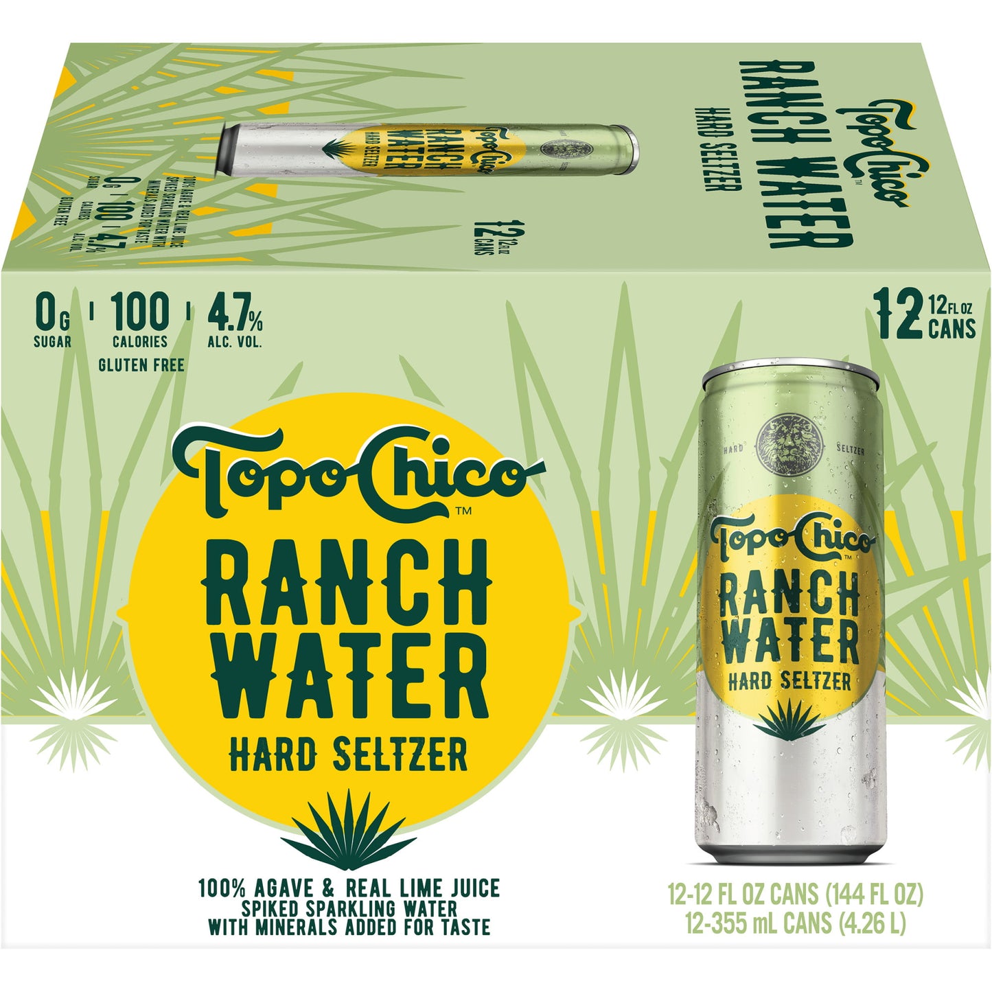 Topo Chico Ranch Water Original  Hard Seltzer, 12 Pack, 12 fl oz Cans, 4.7% ABV