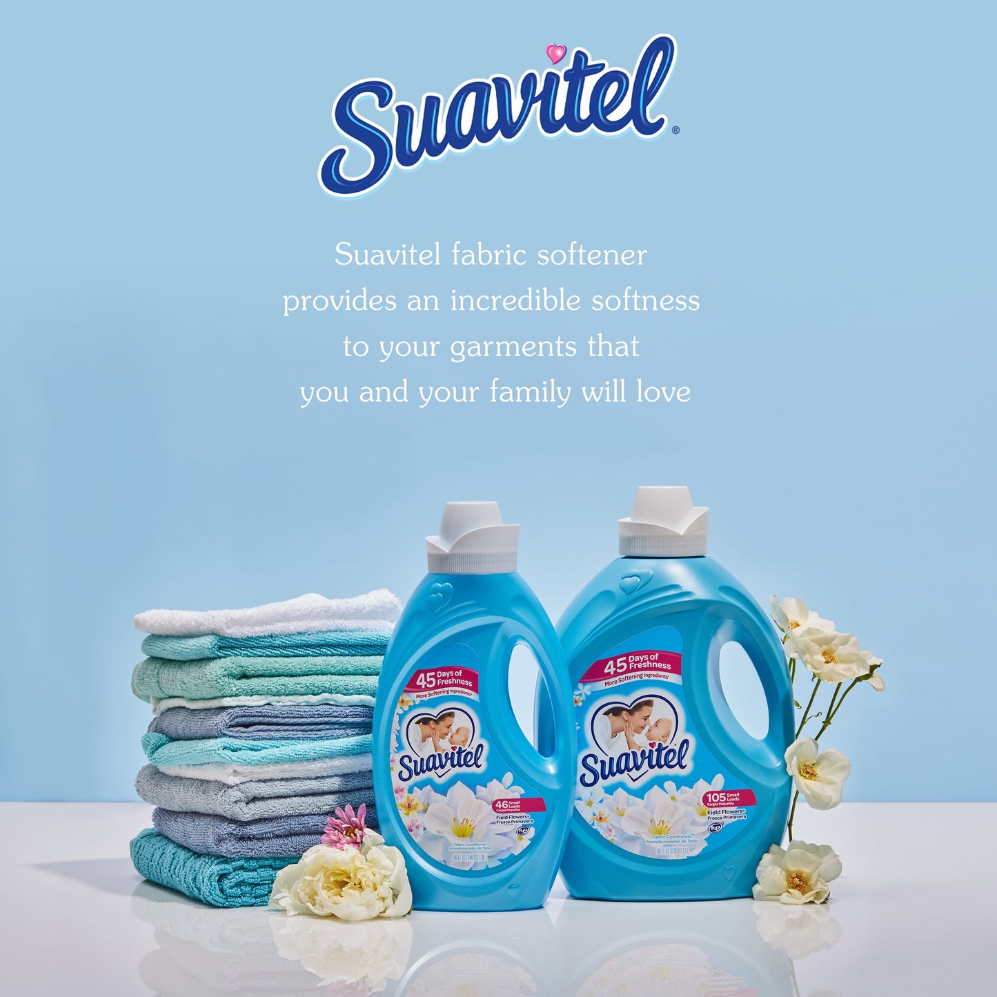 Suavitel Fabric Softener, Field Flowers, 105 oz