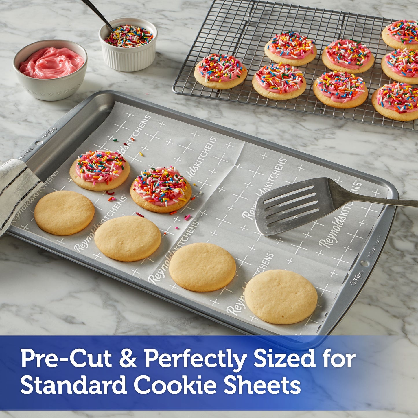 Reynolds Kitchens Cookie Baking Sheets, Pre-Cut Parchment Paper, 25 Sheets