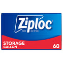 Ziploc Storage Gallon Bag, Stay Open Design, Grip 'n Seal Technology, Reusable, 60 Count