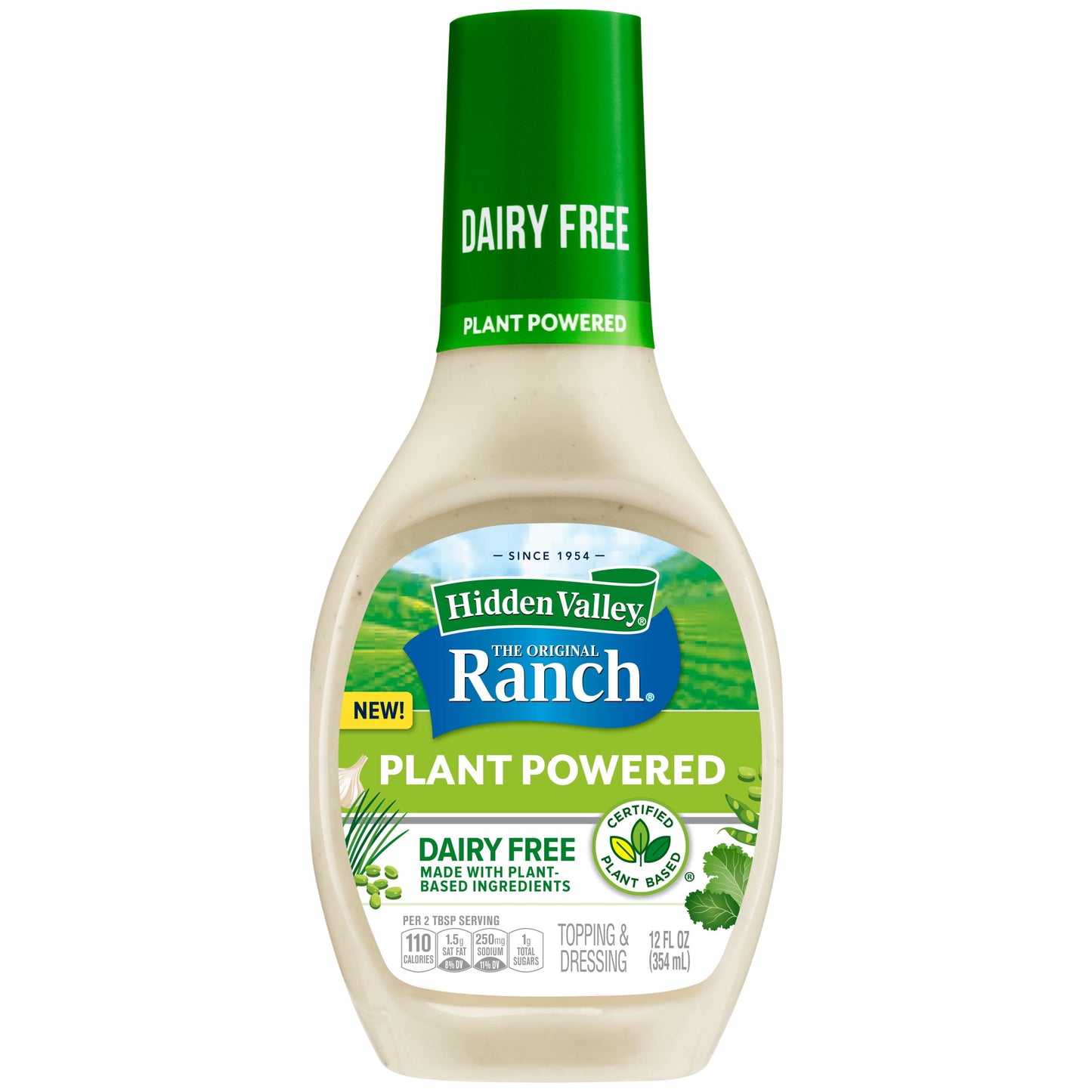 Hidden Valley Vegan Gluten Free Original Plant Powered Ranch Salad Dressing and Topping, 12 fl oz