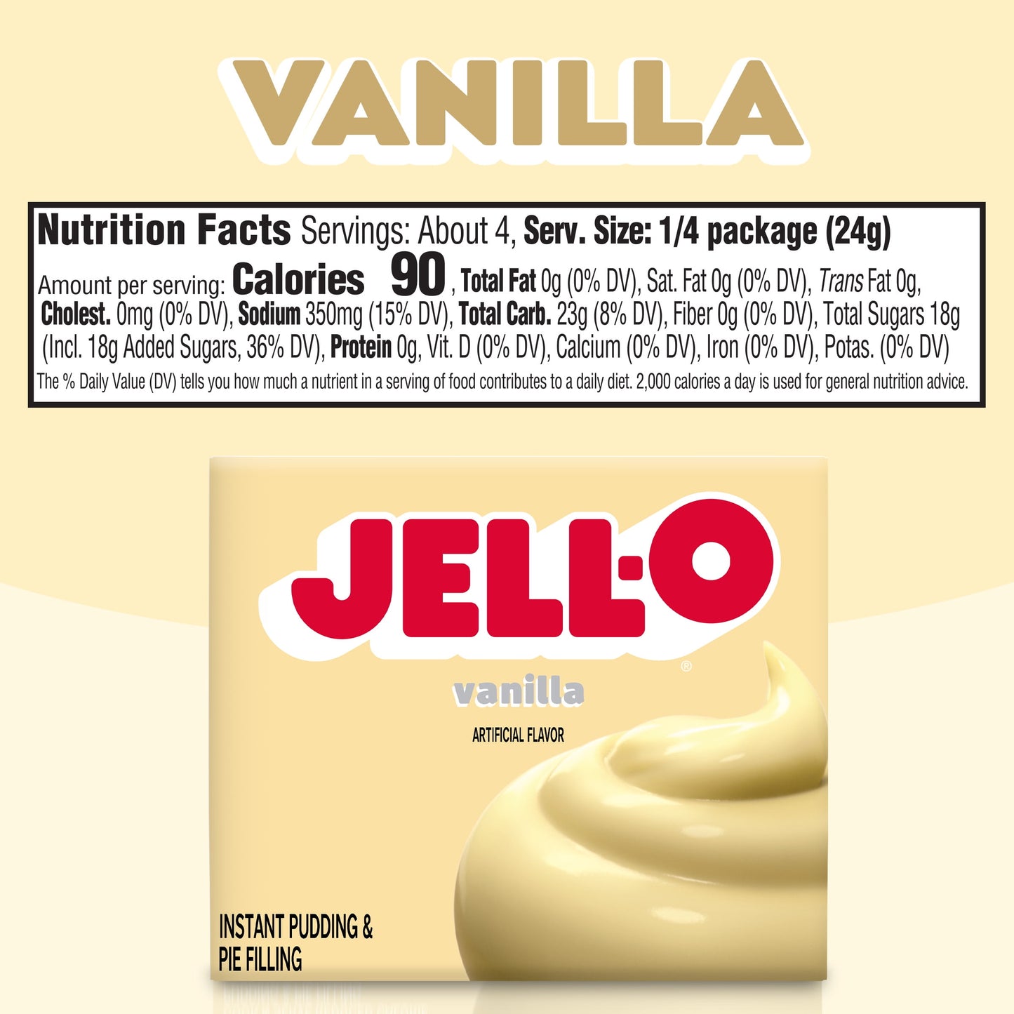 Jell-O Vanilla Instant Pudding Mix & Pie Filling, 3.4 oz. Box