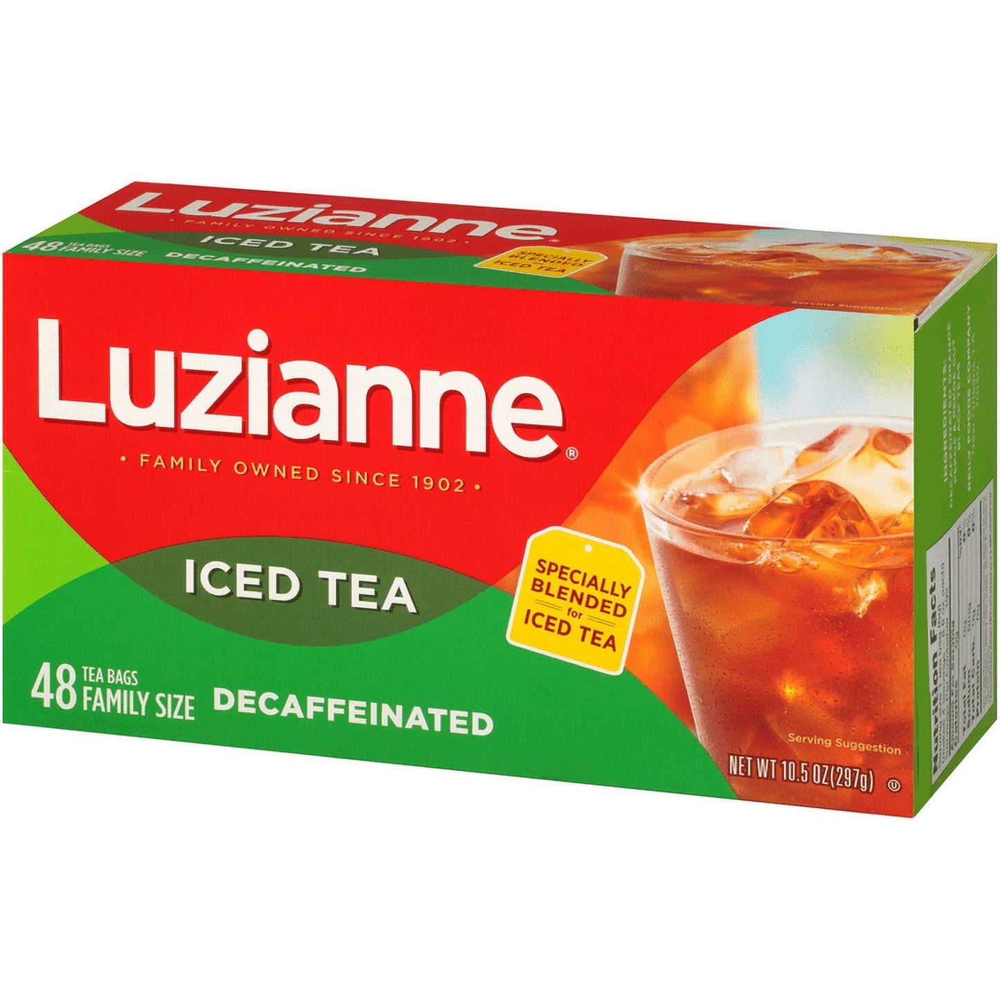 Luzianne Decaffeinated Black Iced Tea Bags, 48 Count