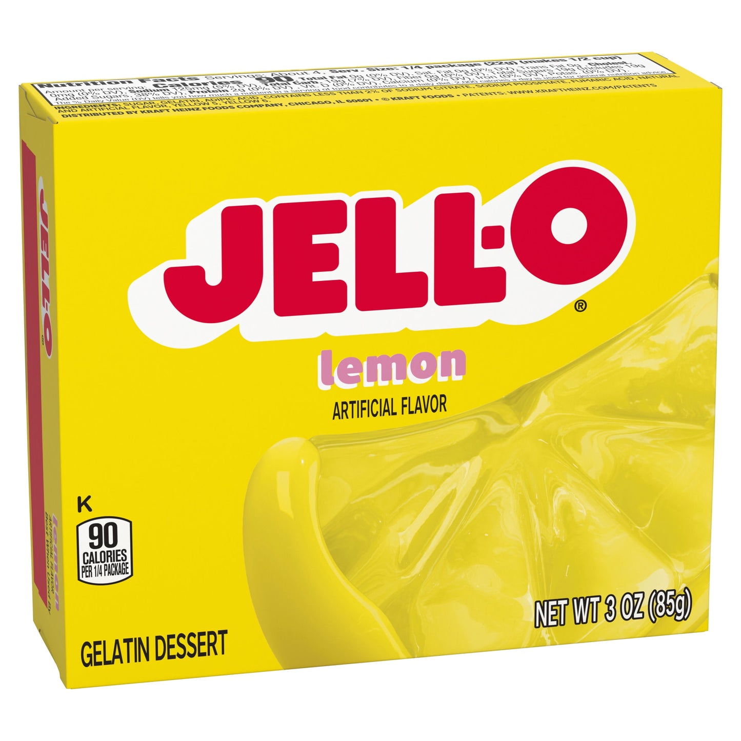 Jell-O Lemon Artificially Flavored Gelatin Dessert Mix, 3 oz Box