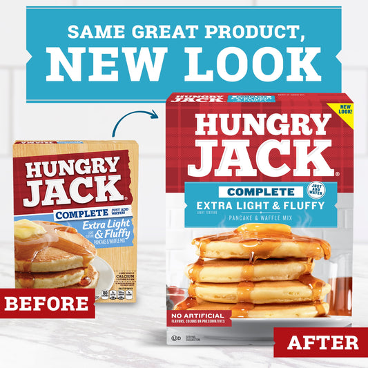 Hungry Jack Complete Extra Light and Fluffy Pancake Mix and Waffle Mix, 32 oz Box