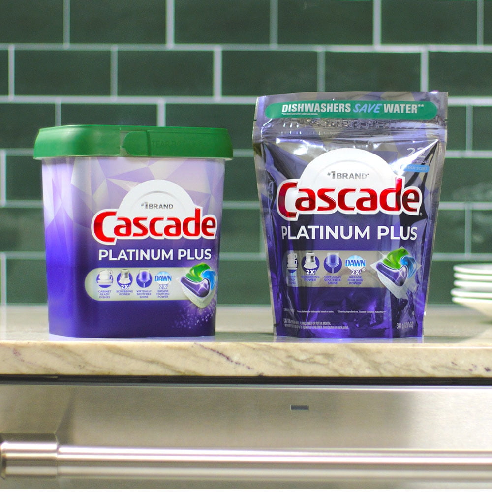 Cascade Platinum Plus Dishwasher Detergent Pacs, Fresh, 62 Count