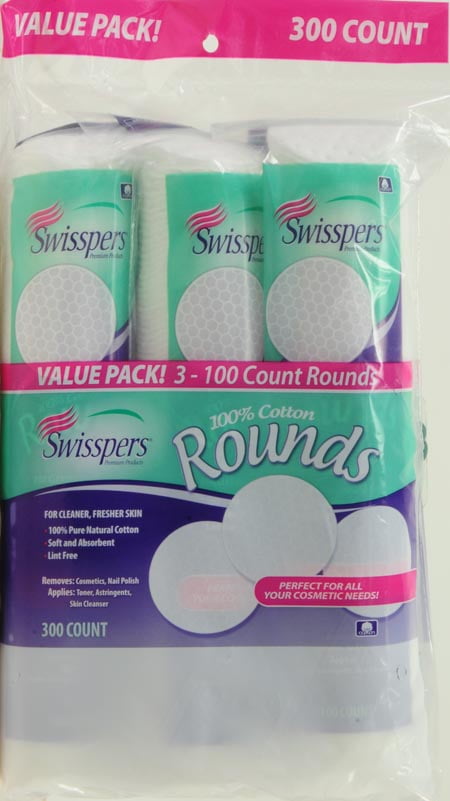 Swisspers 100% Cotton Rounds Value Pack, 300 Count