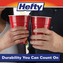 Hefty Party On Disposable Plastic Cups, Red, 18 Ounce, 25 Count