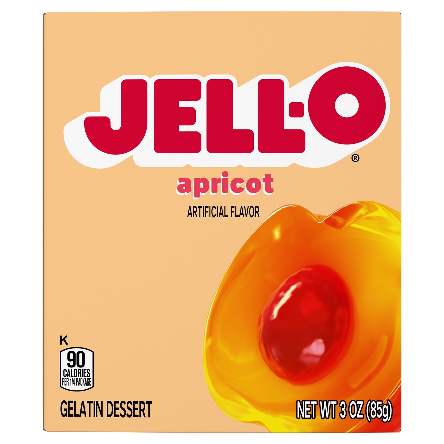 (4 pack) Jell-O Apricot Artificially Flavored Gelatin Dessert Mix, 3 oz Box