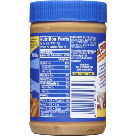 SKIPPY SUPER CHUNK Peanut Butter, 7 g Protein Per Serving, Plastic Jar 16.3 oz