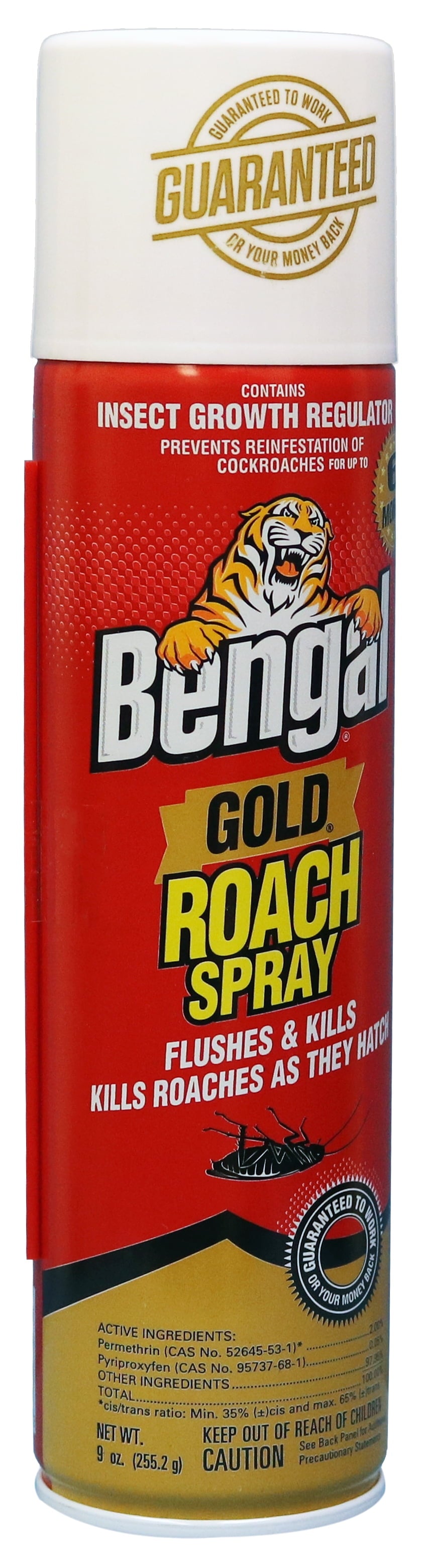 Bengal Gold Roach Spray, Odorless Stain-Free Dry Aerosol Killer Spray with Insect Growth Regulator, 9 oz Aerosol Can