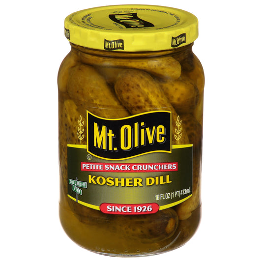 Mt. Olive Kosher Dill Petite Snack Cruncher Pickles, 16 fl oz Jar