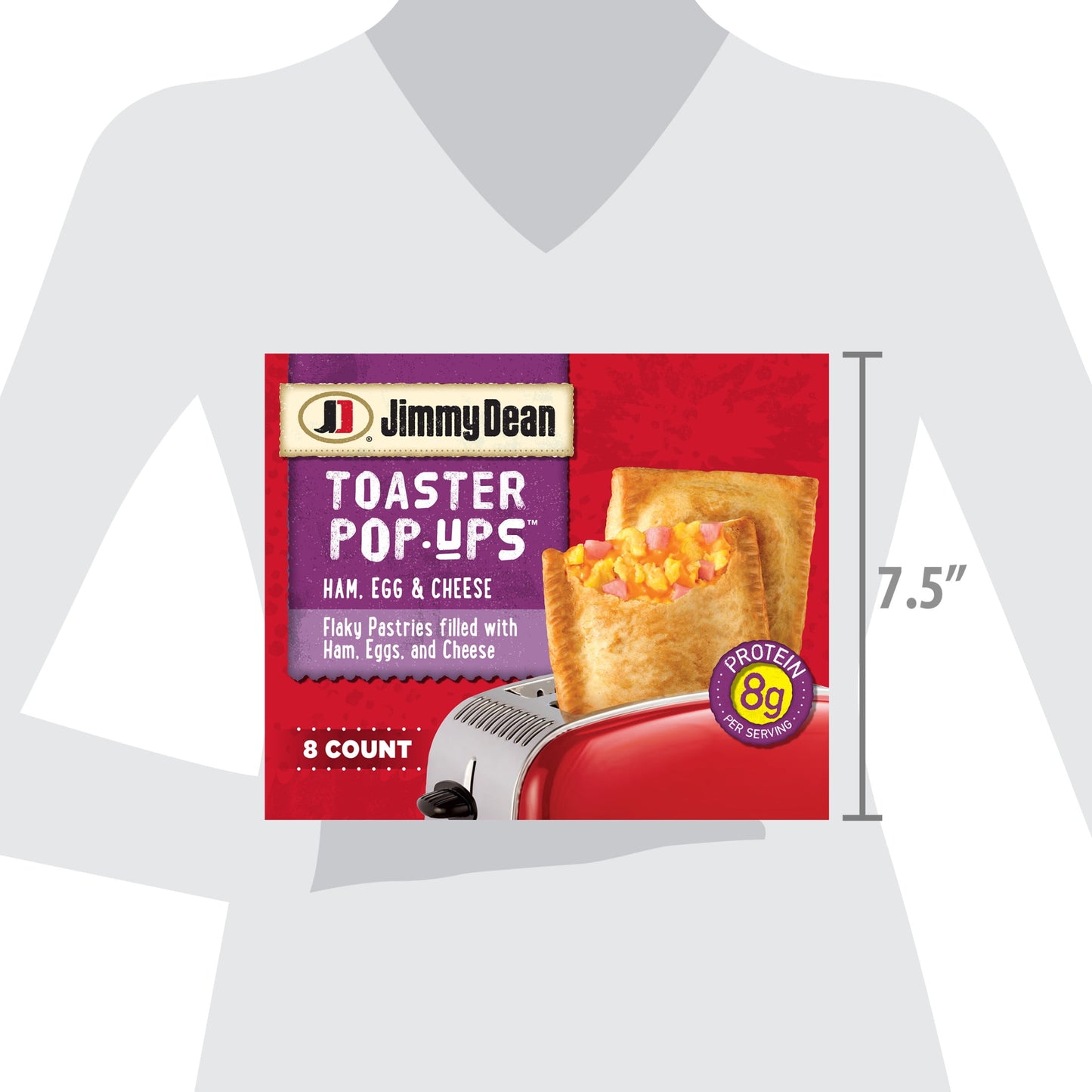 Jimmy Dean, Ham, Egg & Cheese, Toaster Pop-Ups, 18.4 oz, 8 Count (Frozen)