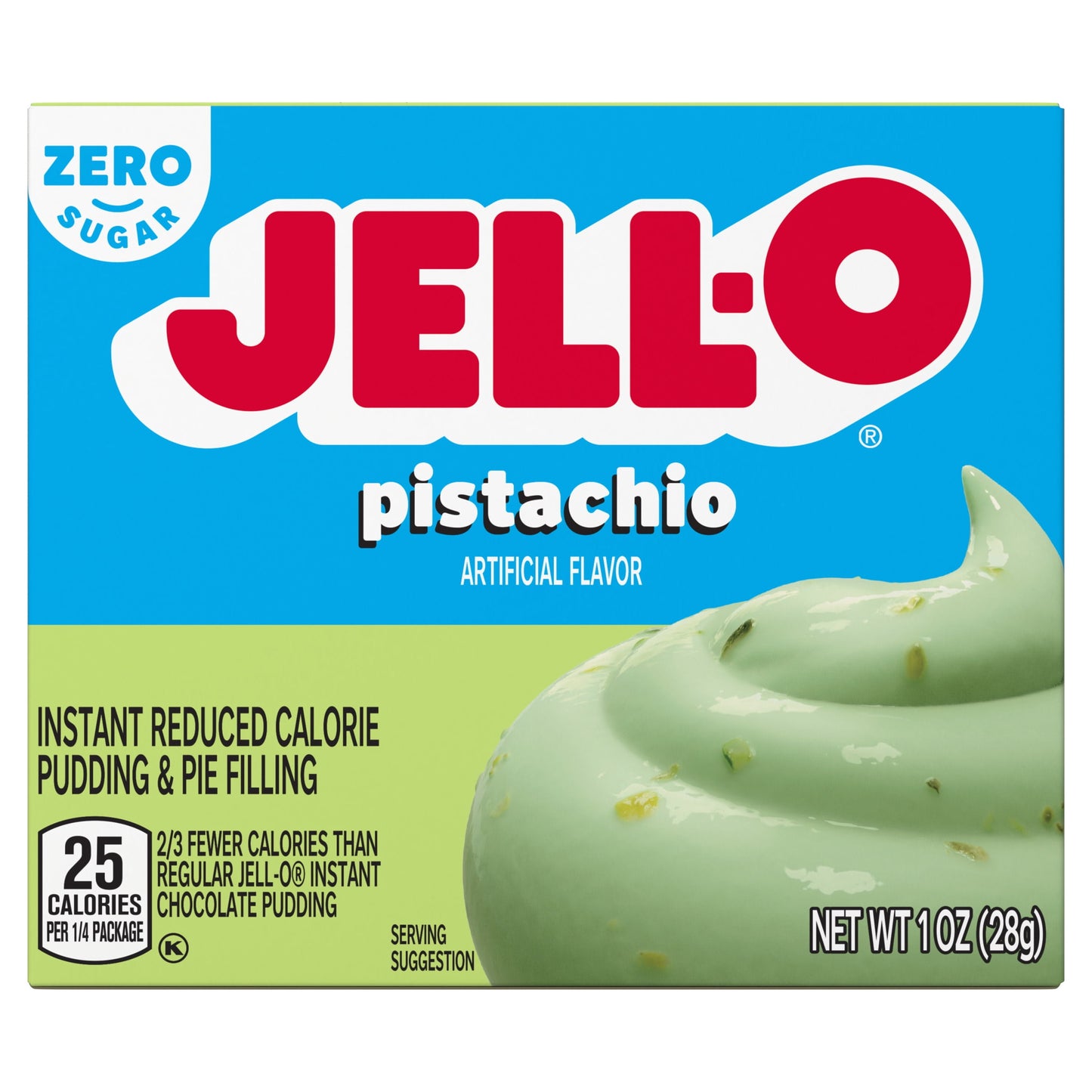 Jell-O Pistachio Artificially Flavored Zero Sugar Instant Reduced Calorie Pudding & Pie Filling Mix, 1 oz Box