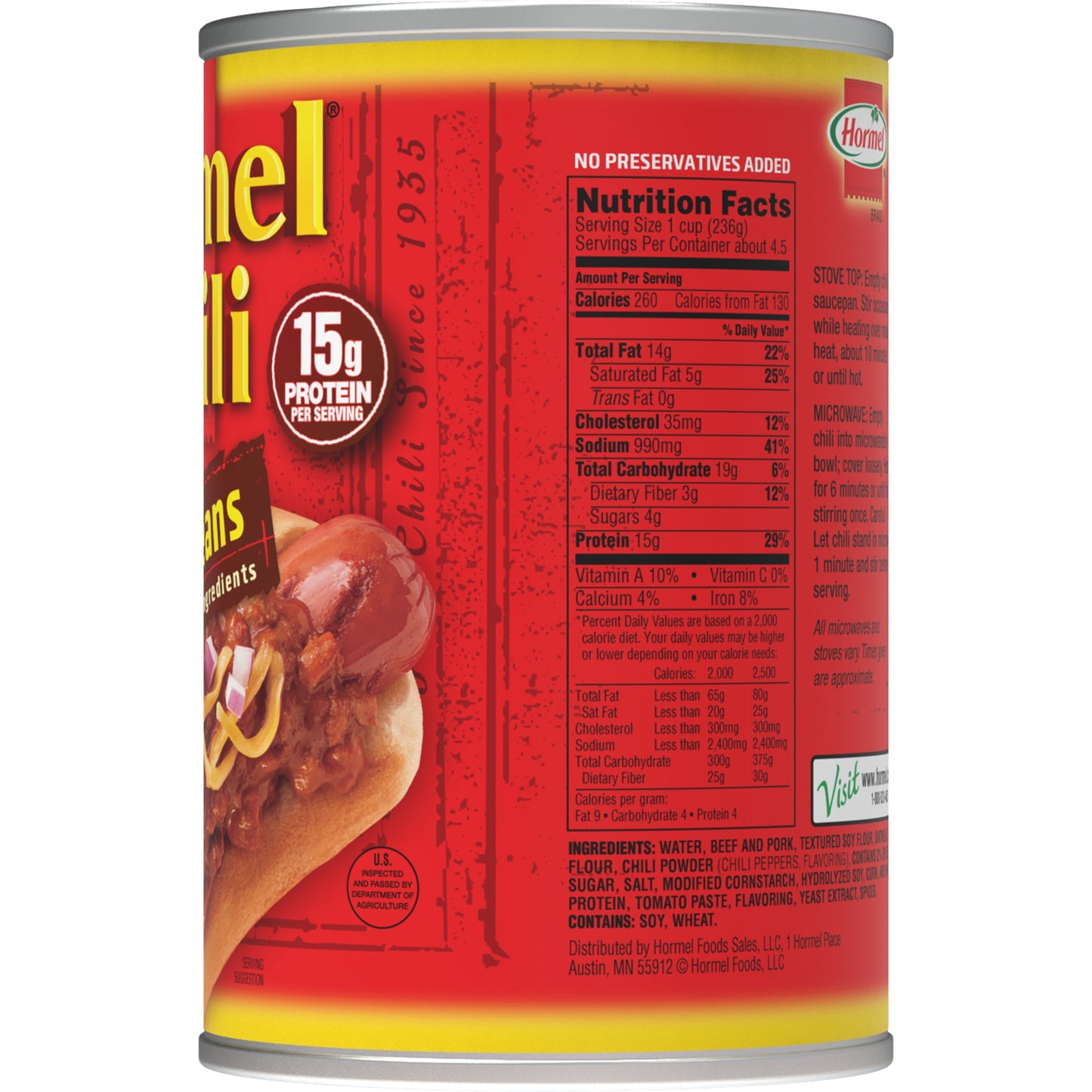 HORMEL Chili No Beans, 38 oz