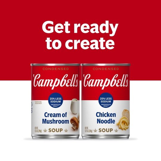 Campbell's Condensed 25% Less Sodium Cream of Mushroom Soup, 10.5 Ounce Can