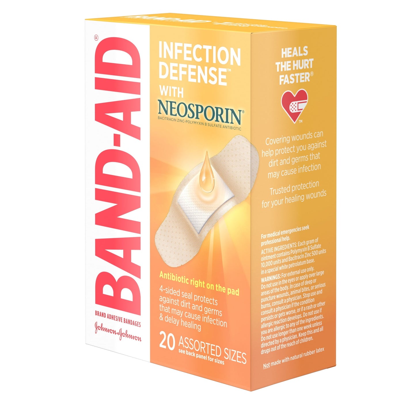 Band-Aid Brand Bandages with Neosporin Antibiotic, Assorted Sizes, 20 ct