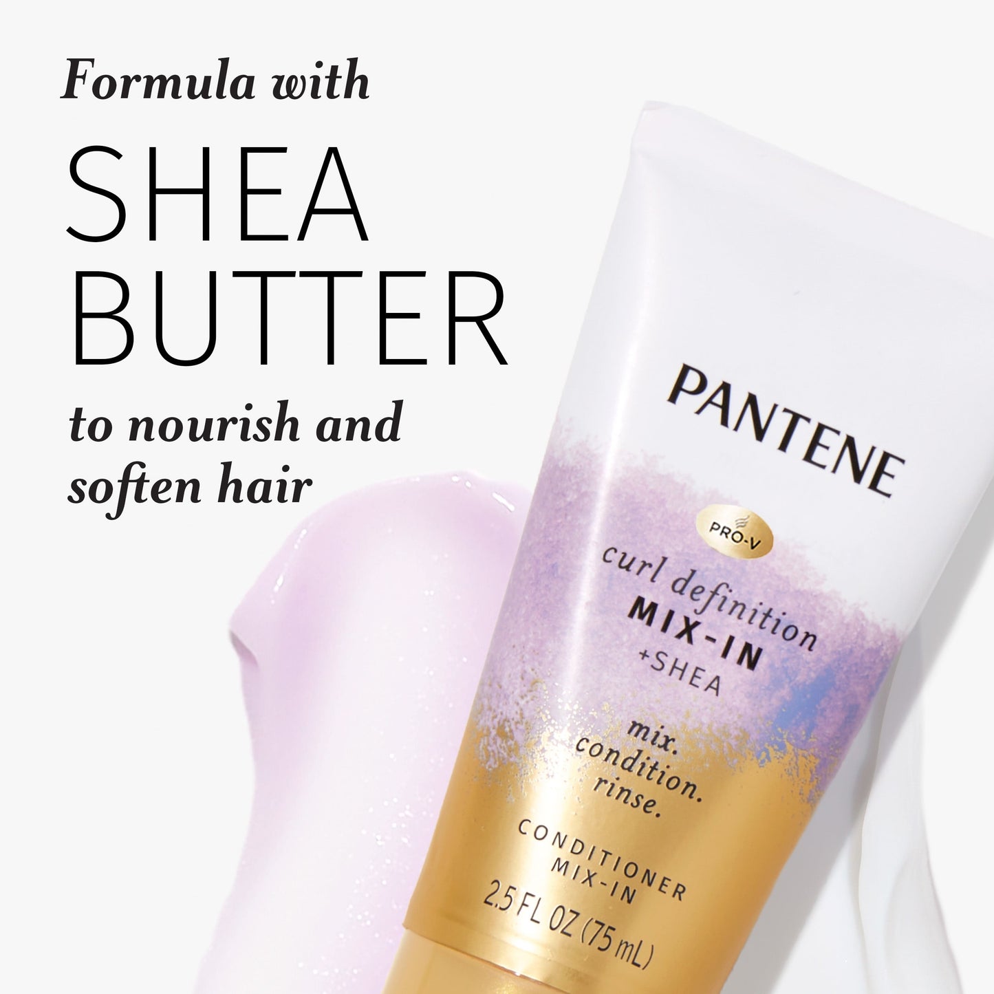 Pantene Curl Conditioner Mix-in, Moisturizing and Curl Defining with Shea Butter, 2.5 oz
