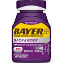 Bayer Back & Body Extra Strength Pain Reliever Aspirin w Caffeine, 500mg Coated Tablets, 200 Count