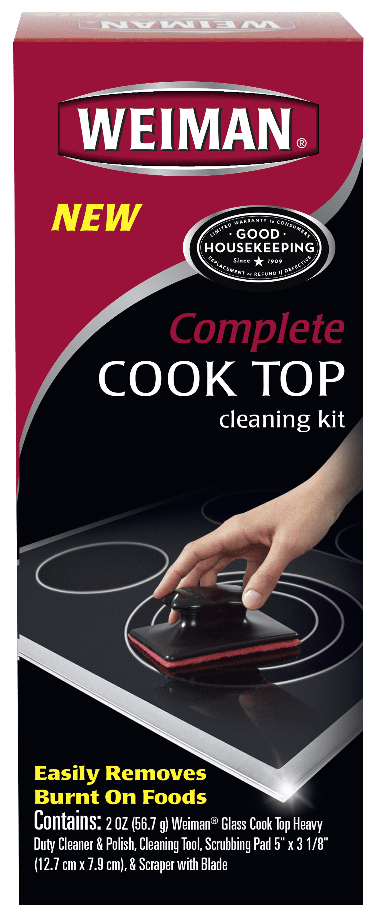 Weiman Complete Glass & Ceramic Cook Top Cleaning Kit - Includes Cream, Scrubbing Pad and Scraper