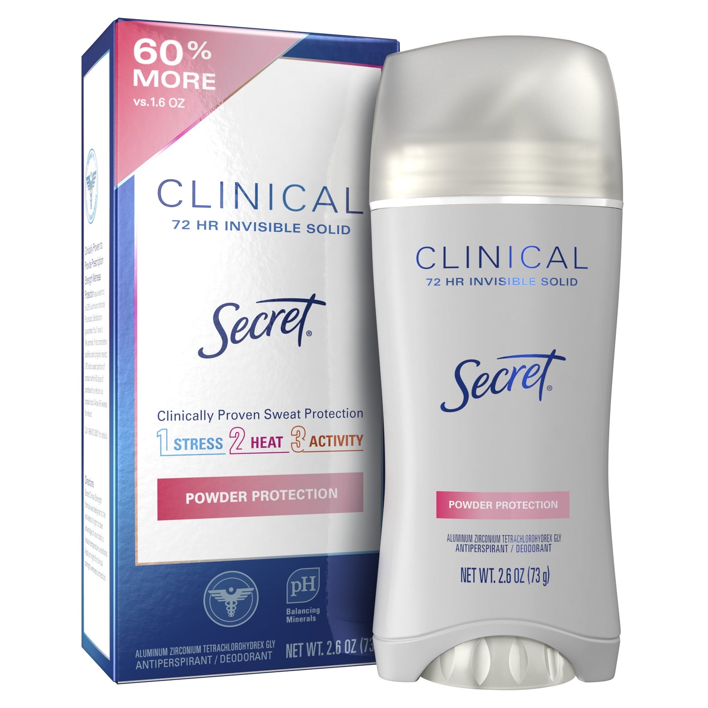 Secret Clinical Strength Invisible Solid Antiperspirant and Deodorant for Women, Protecting Powder, 2.6 oz