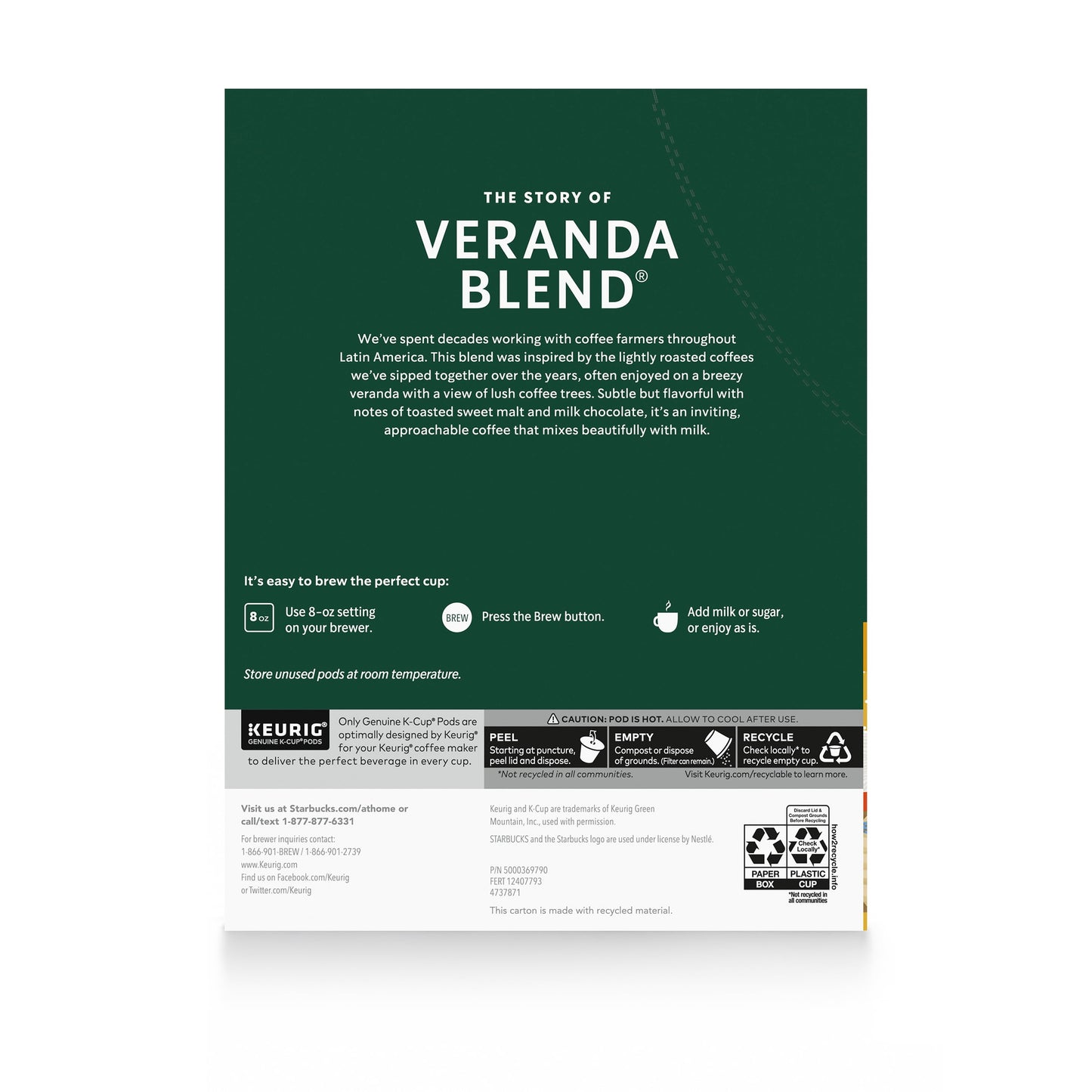 Starbucks, Veranda Blend Blonde Roast K-Cup Coffee Pods, 44 Count