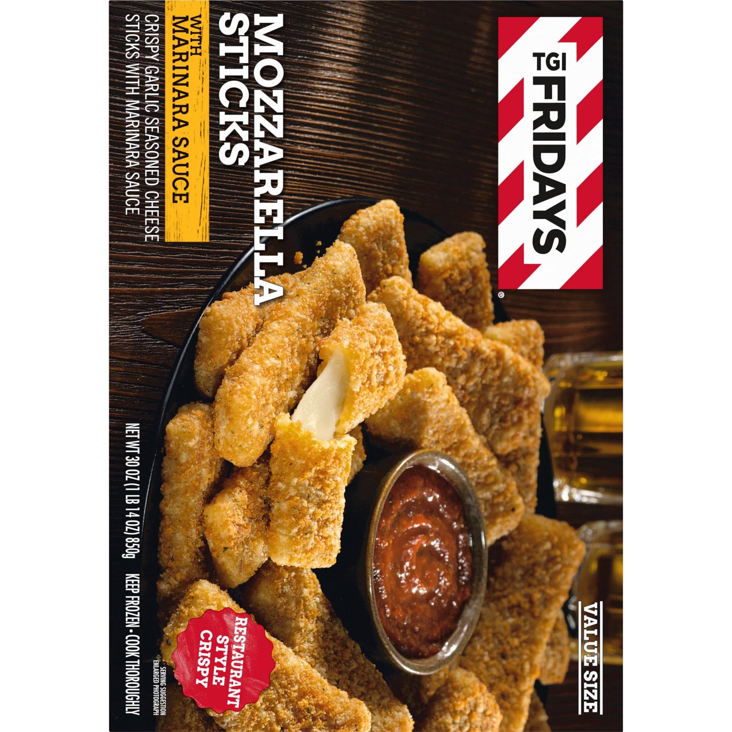 TGI Fridays Mozzarella Sticks Value Size Frozen Snacks & Appetizers with Marinara Sauce, 30 oz Box Giant