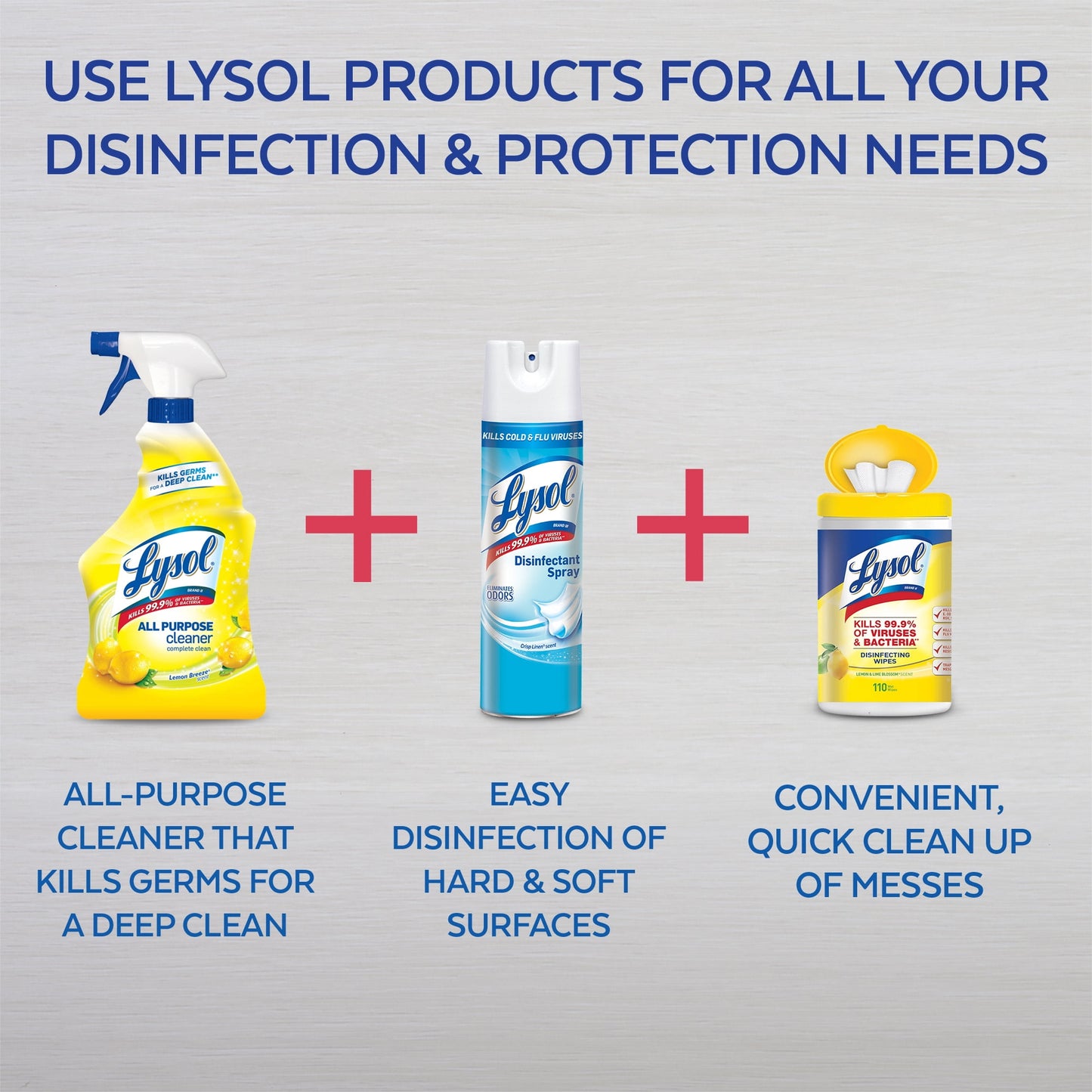 Lysol All Purpose Cleaner Spray, Lemon Breeze, Kills Germs (2X32oz)