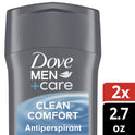 Dove Men+Care Long Lasting Antiperspirant Deodorant Stick Twin Pack, Clean, 2.7 oz