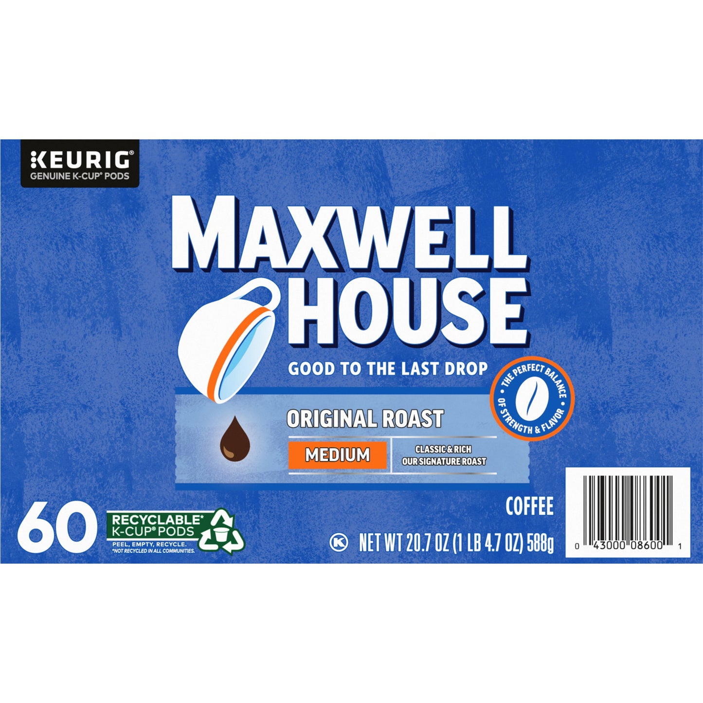 Maxwell House Original Roast Medium Roast K-Cup® Coffee Pods, 60 ct. Box