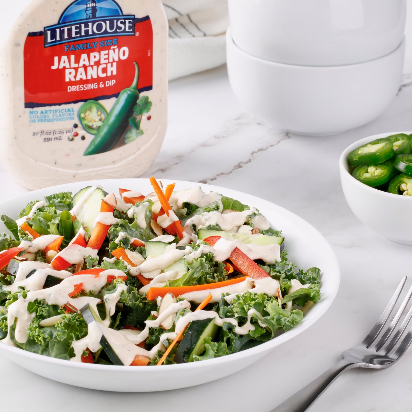 Litehouse Jalapeño Ranch Refrigerated Salad Dressing & Dip, 20 Fluid oz Bottle