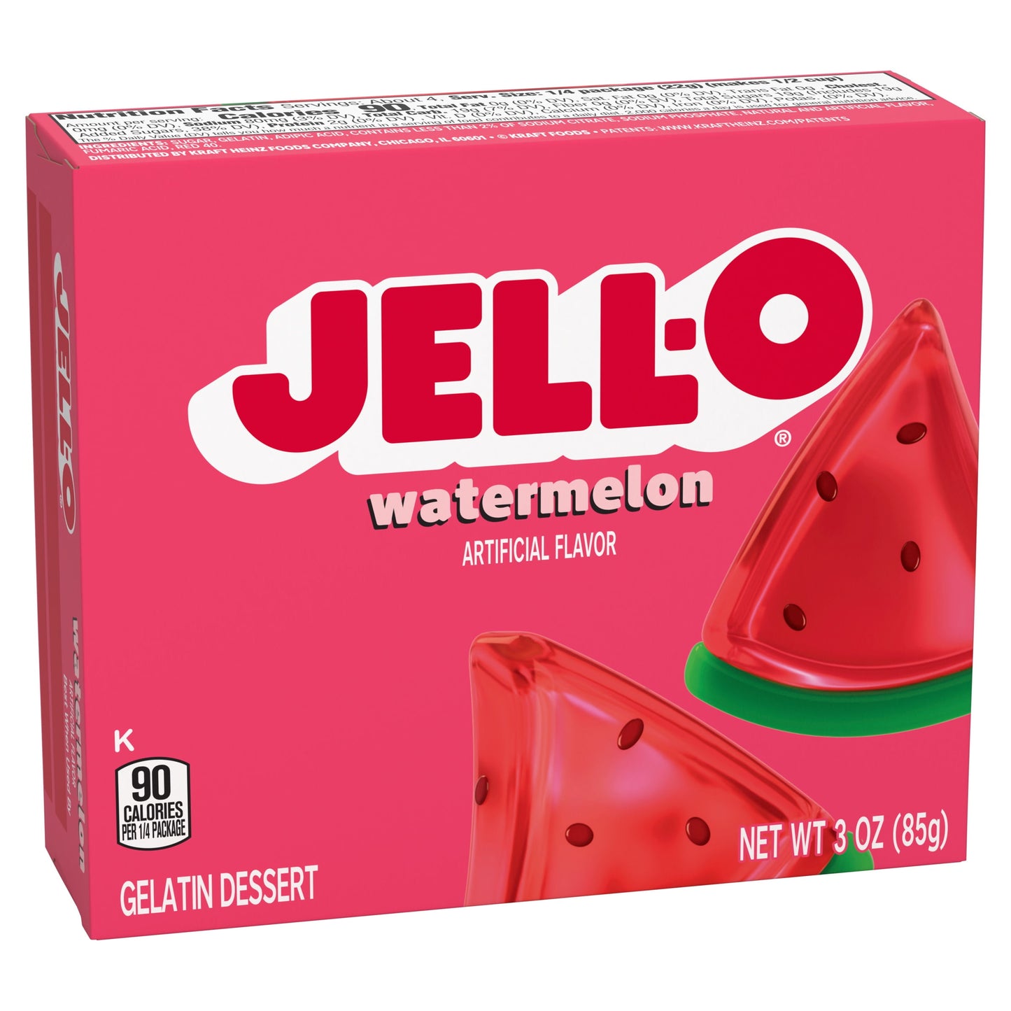 Jell-O Watermelon Artificially Flavored Gelatin Dessert Mix, 3 oz Box