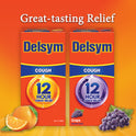 Delsym Adult 12 hour Cough Relief Medicine, Powerful Cough Relief for 12 Good Hours, Cough Suppressing Liquid, #1 Pharmacist Recommended, Grape Flavor, 3 Fl Oz