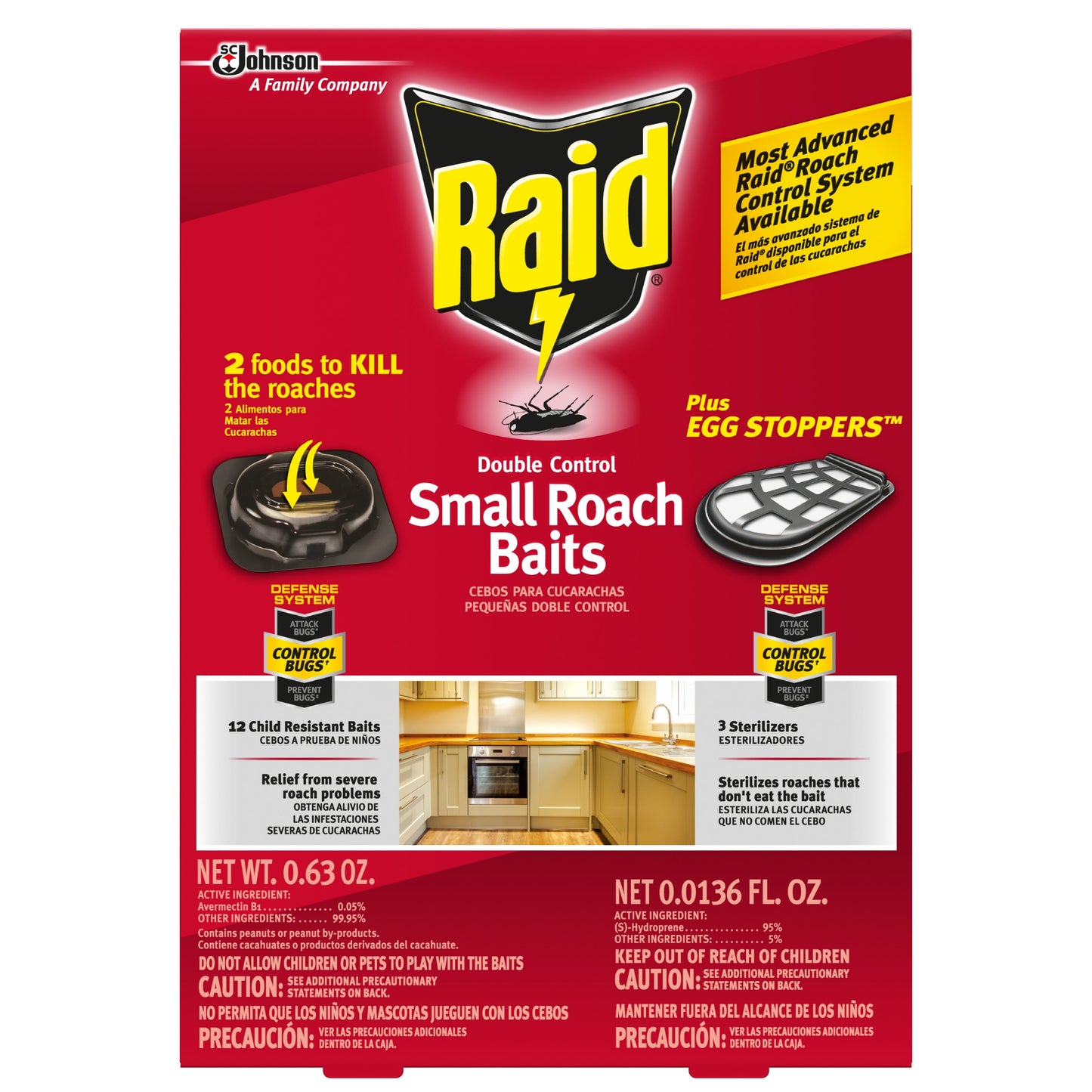 Raid® Double Control Small Roach Baits Plus Egg Stoppers for Cockroaches, 12 ct & 3 ct