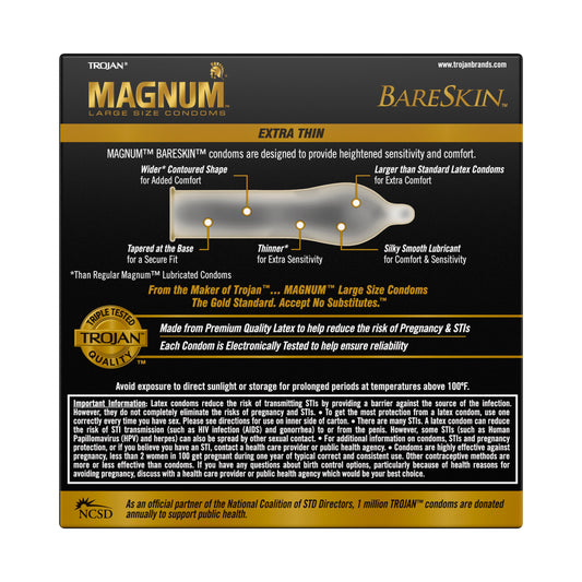 TROJAN Magnum BareSkin Lubricated Large Condoms, Lubricated Condoms, 24 Count Value Pack