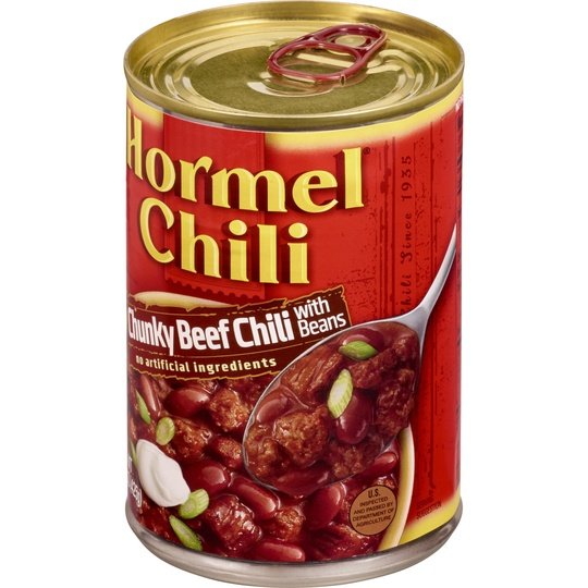 HORMEL Chili Chunky Beef Chili with Beans, No Artificial Ingredients, 15 oz Aluminum Can