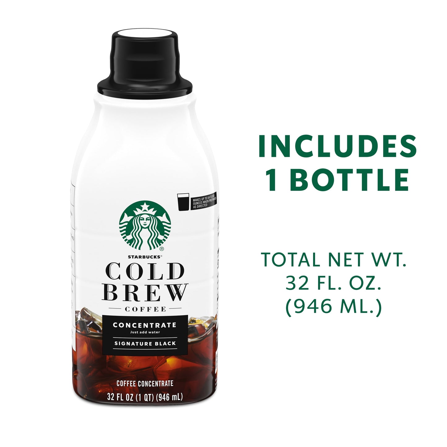 Starbucks Signature Black Cold Brew Coffee Concentrate, Multi-Serve Bottle, 32 fl oz