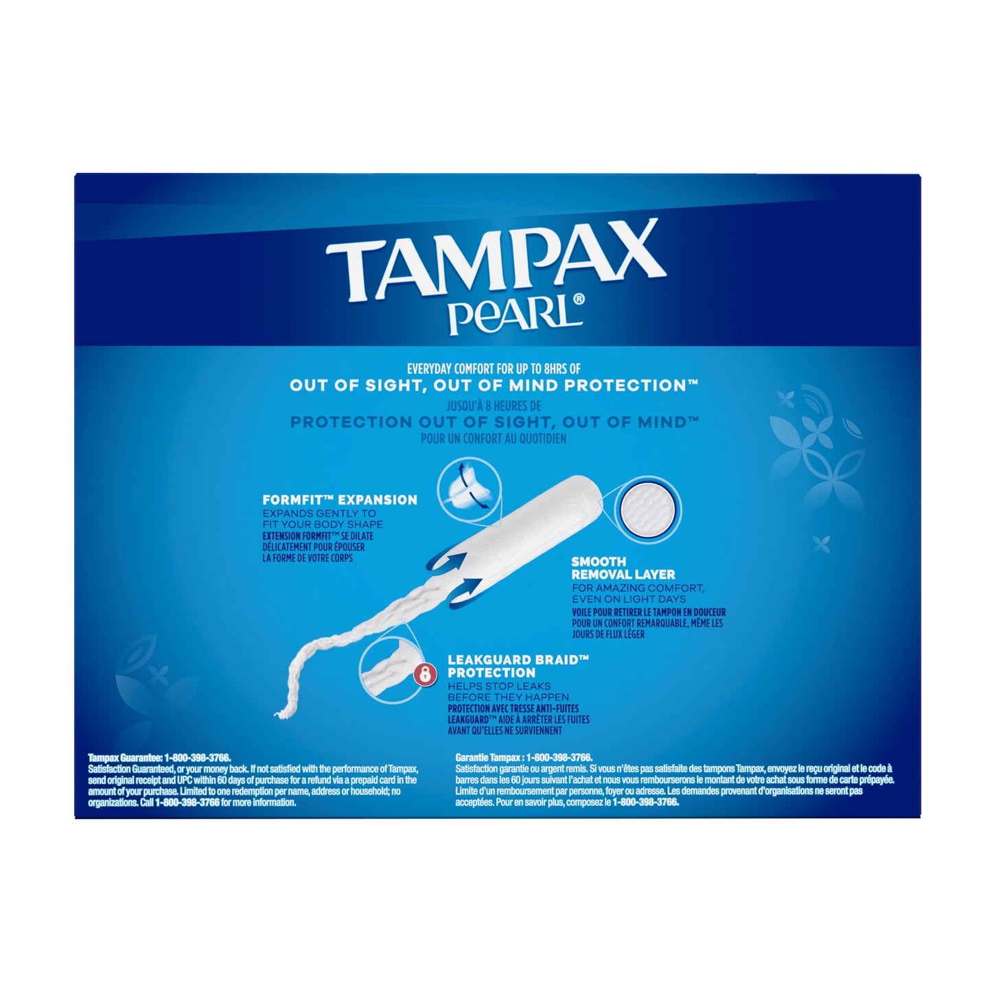 Tampax Pearl Tampons Trio Multipack with LeakGuard Braid, Light/Regular/Super Absorbency, 64 Ct