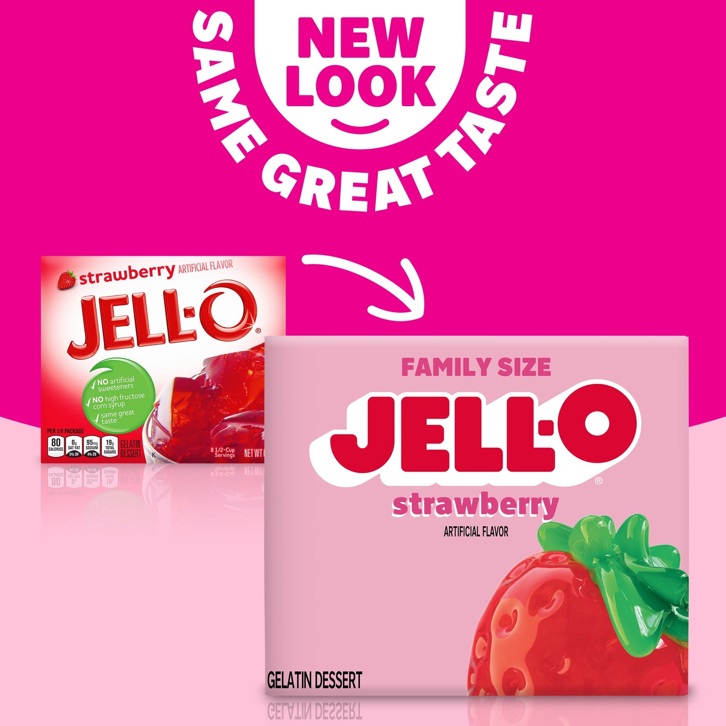 Jell-O Strawberry Artificially Flavored Gelatin Dessert Mix, Family Size, 6 oz Box