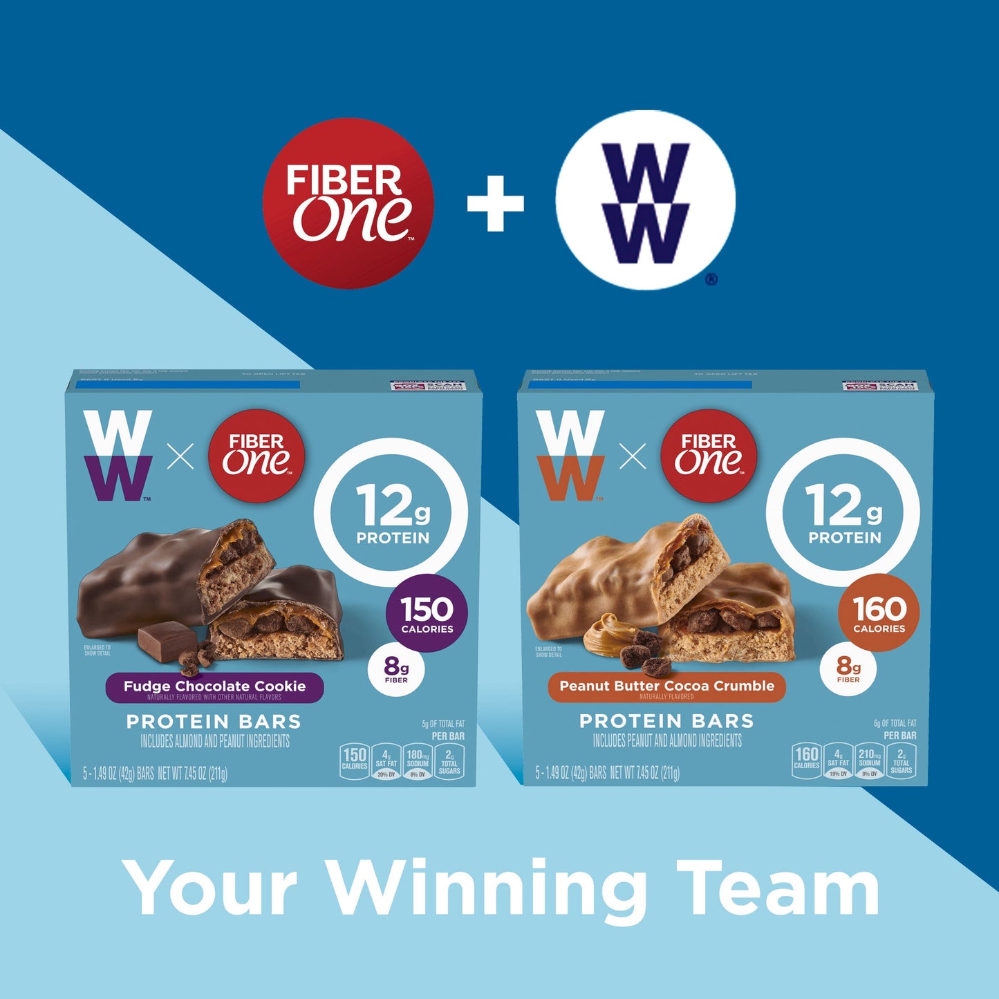 Fiber One Weight Watchers Chewy Protein Bars, Peanut Butter Cocoa Crumble, 5 ct