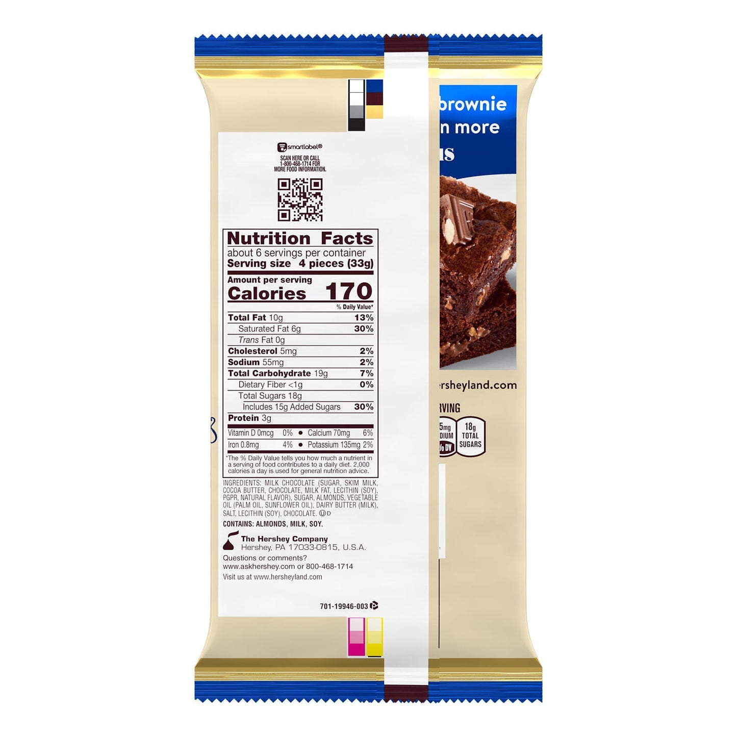 Hershey's Symphony Chocolate Almond Toffee Giant Candy, Bar 7.37 oz, 25 Pieces