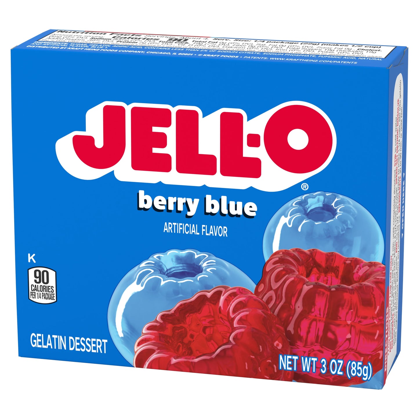 Jell-O Berry Blue Artificially Flavored Gelatin Dessert Mix, 3 oz Box