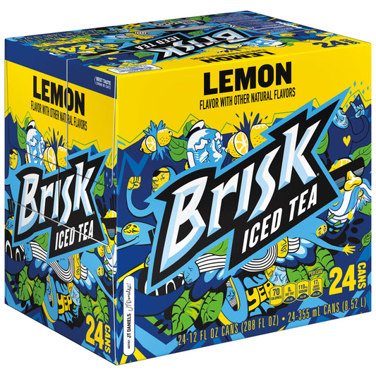 Brisk Lemon Iced Tea, bold lemon flavor, 12 fl oz, 24 Pack Cans