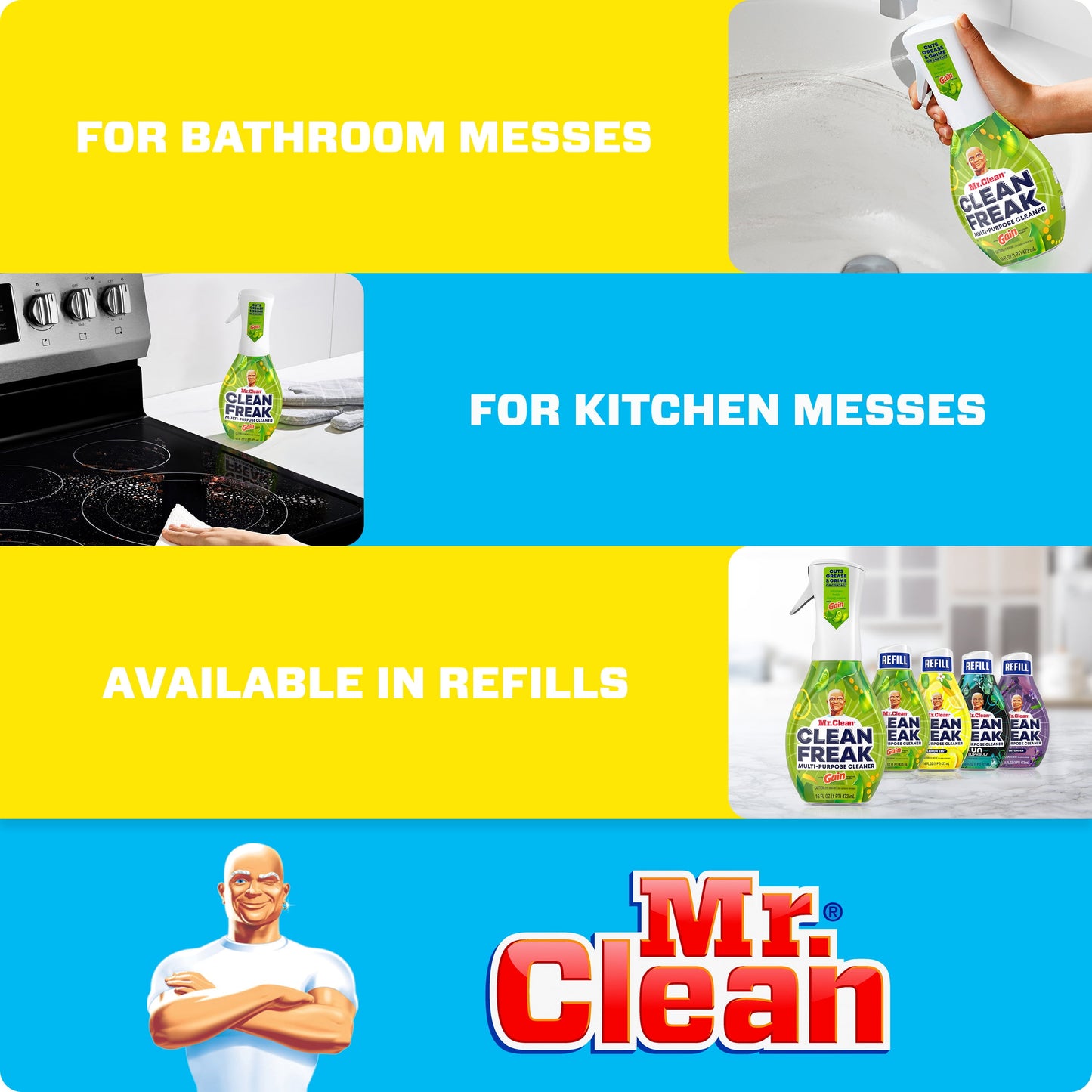 Mr. Clean Clean Freak Multi-Surface Spray Refill, Gain Original, 16 fl oz