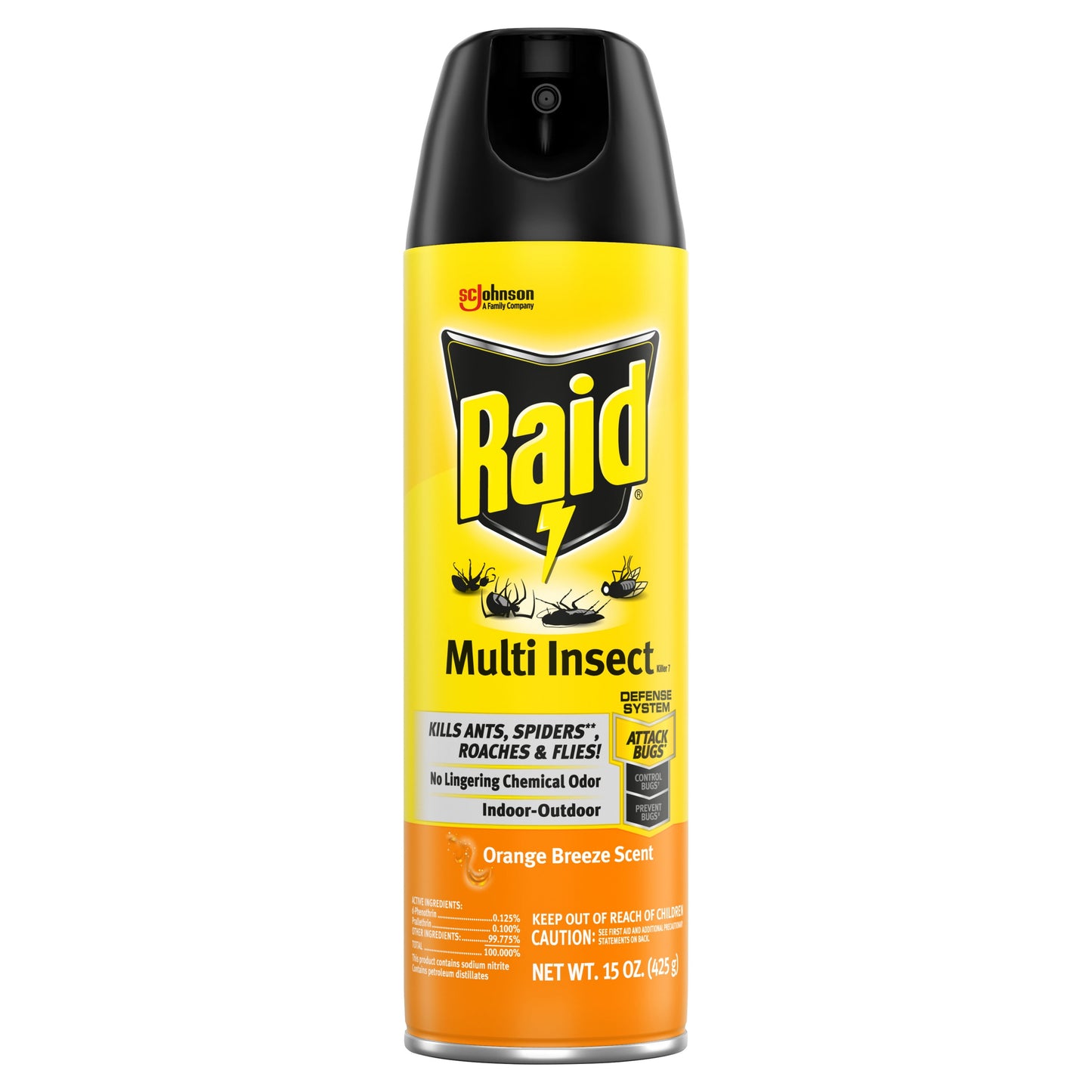 Raid Multi Insect Killer 7, Bug Killer Spray, Orange Breeze Scent, 15 oz