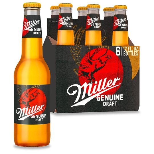 Miller Genuine Draft Lager Beer, 6 Pack, 12 fl oz Bottles, 4.7% ABV