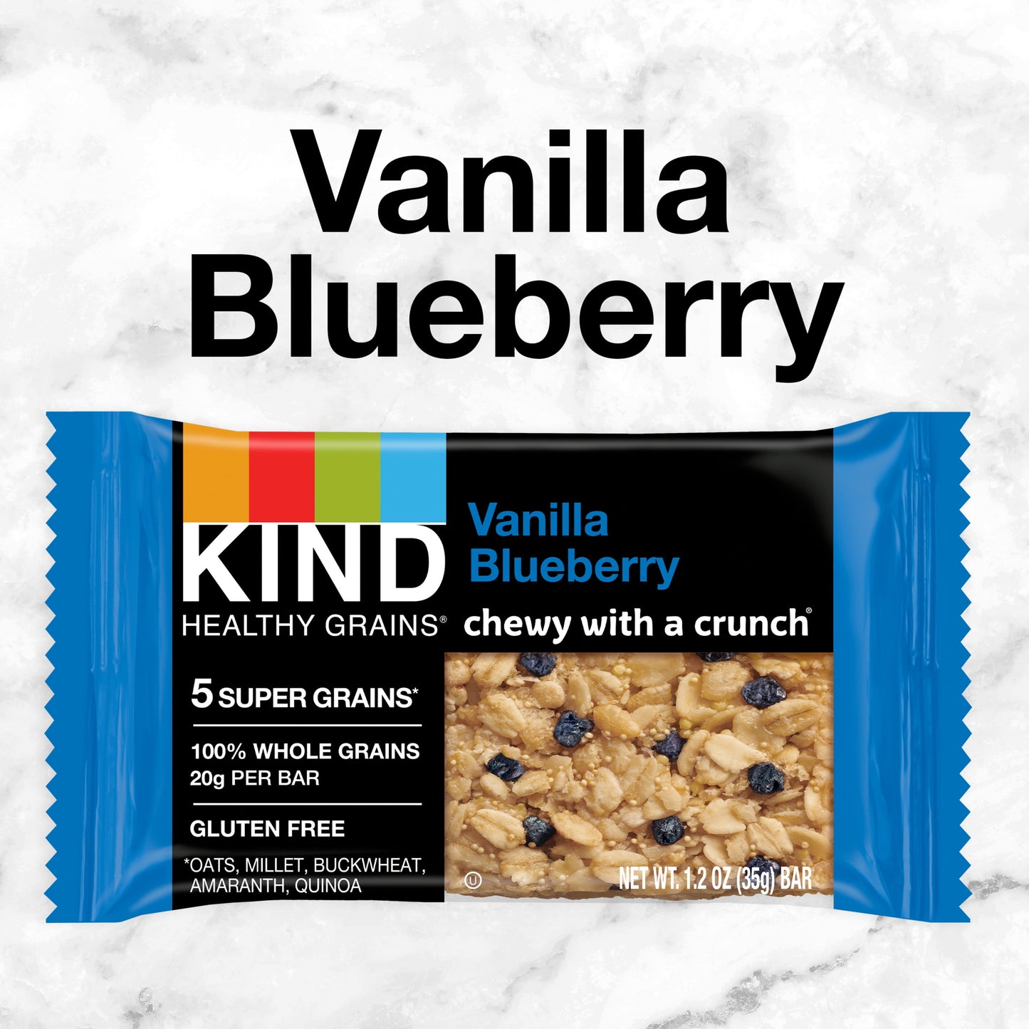 KIND Healthy Grains Gluten Free Vanilla Blueberry Snack Bars, 1.2 oz, 5 Count